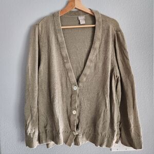 Chicos Olive Green Cardigan Sweater